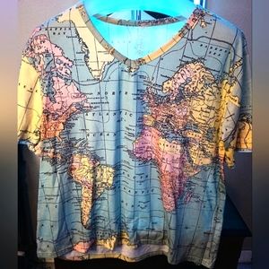 New stretchy  map  blouse 2XL